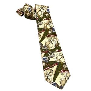 HUGO BOSS VINTAGE PRINTED SILK NECK TIE MULTICOLORED MADE IN ITALY
